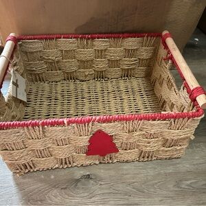 Woven Basket with Red Accents